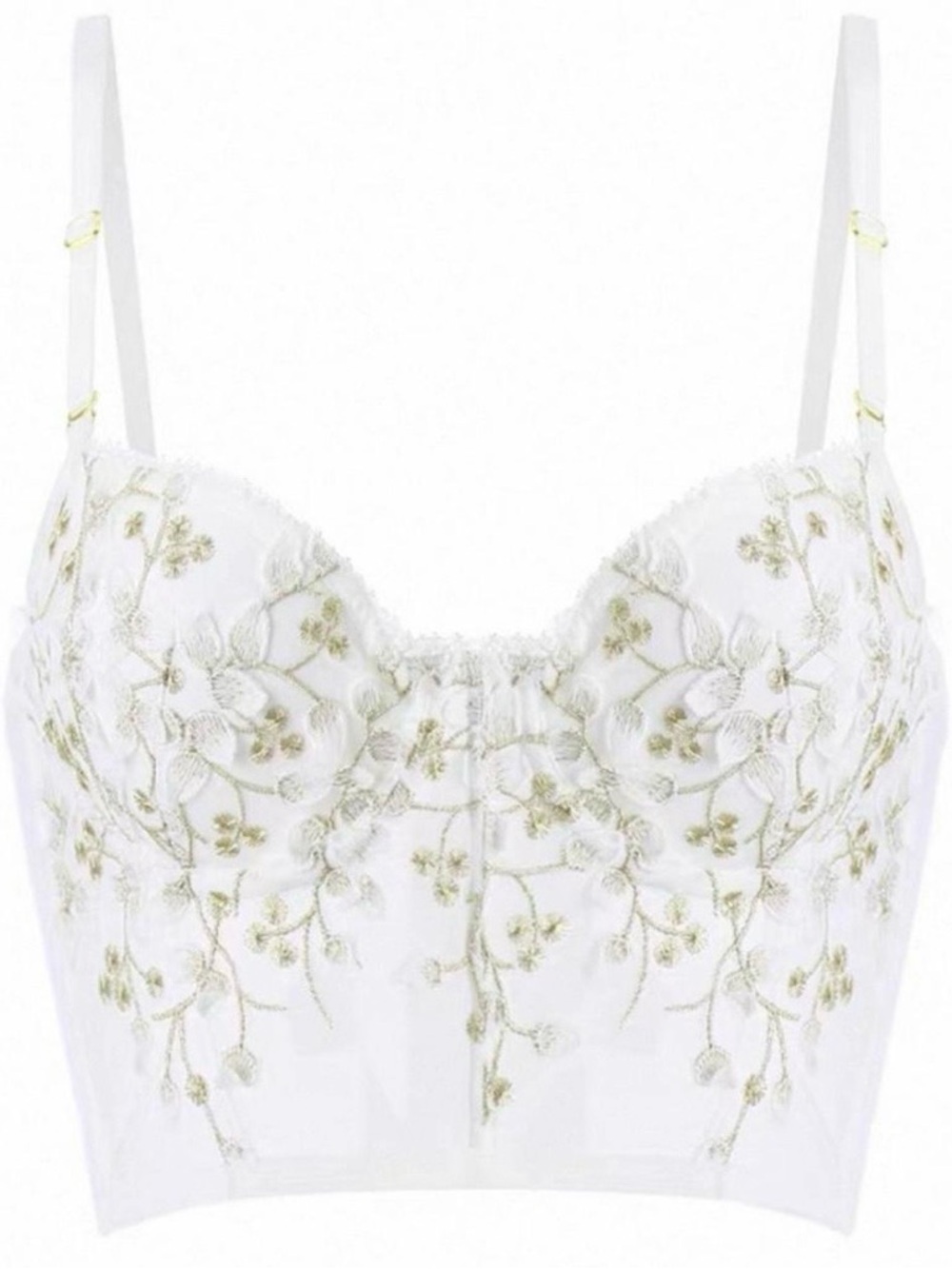 White Floral Embroidered Bustier Crop Top